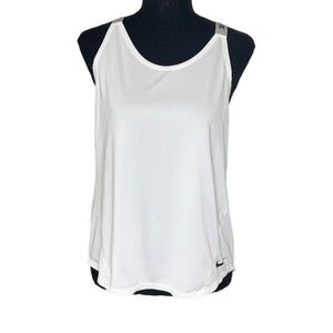 NIKE White Dri-Fit Cross Back Athletic Tank Top
